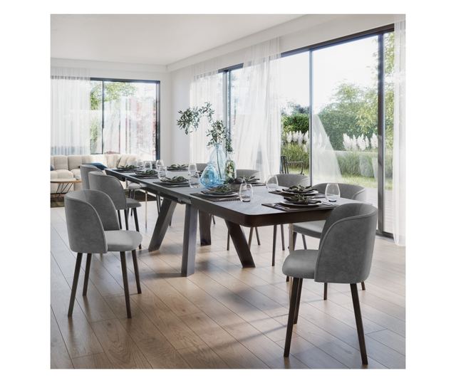 Разтегателна маса за хранене Windsor & Co, Njal, цвят черен дъб