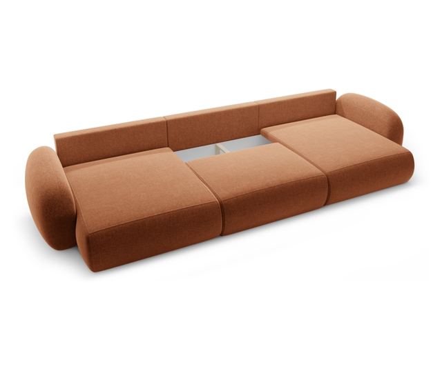 Ъглов диван с U-образна форма и функция сън от Cosmopolitan Design, Tonale, цвят керемида