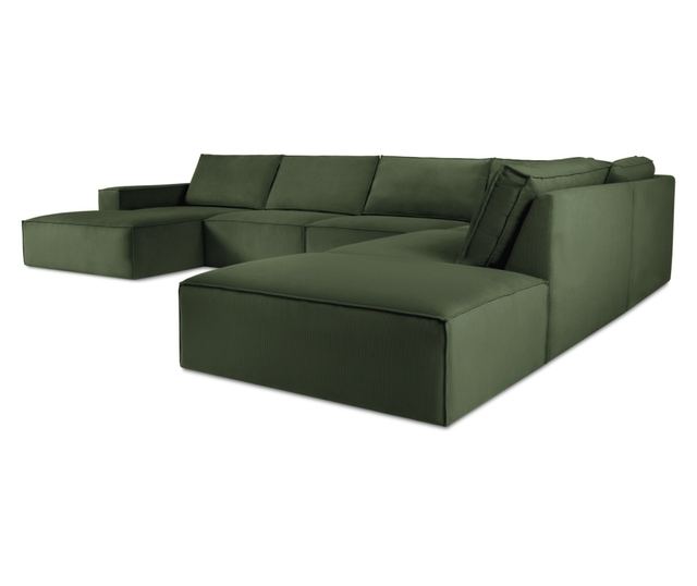 Тъмнозелен U-образен диван Milo Casa Carlo