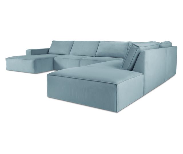 Ъглов диван с U-образна форма Milo Casa Carlo, светлосин