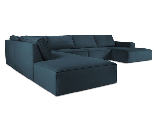 Ъглов диван с U-образна форма Milo Casa Carlo, тъмно син