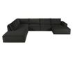 Milo Casa Carlo Черен U-образен ъглов диван