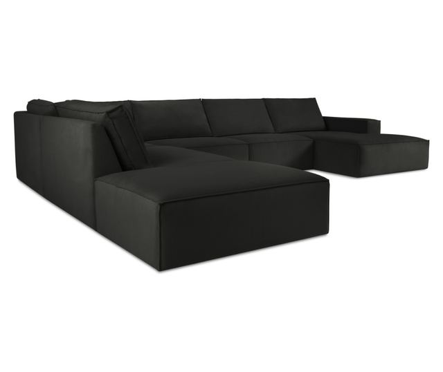 Milo Casa Carlo Черен U-образен ъглов диван