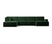 Ъглов диван с U-образна форма Milo Casa Carlo, тъмнозелен