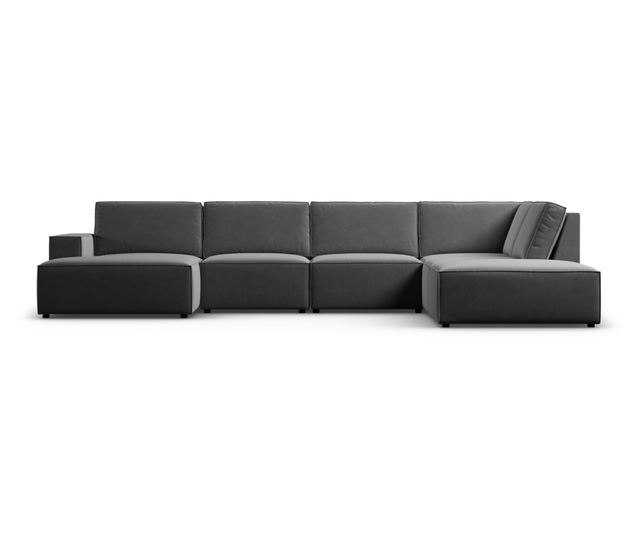 Ъглов диван с U-образна форма Milo Casa Carlo, тъмно сив