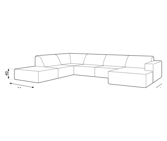 Milo Casa Aldo U-образен диван, тъмнозелен