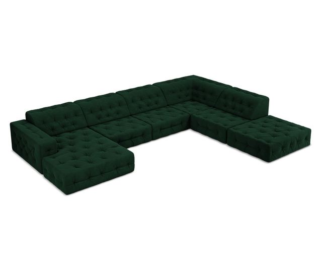 Ъглов диван с U-образна форма Milo Casa Aldo, тъмнозелен