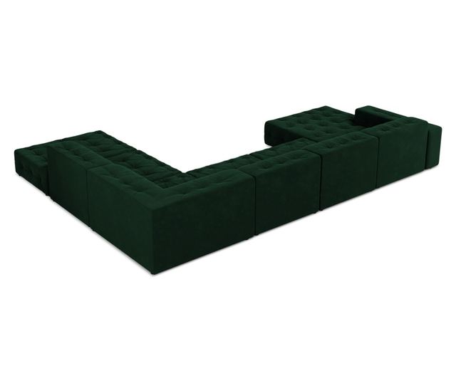 Ъглов диван с U-образна форма Milo Casa Aldo, тъмнозелен