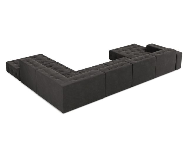 Ъглов диван с U-образна форма Milo Casa Aldo, тъмно сив