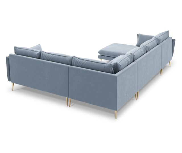 Ъглов диван Milo Casa Elio, светлосин, U-образен