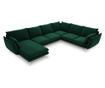 Ъглов диван с U-образна форма Milo Casa Elio, тъмнозелен