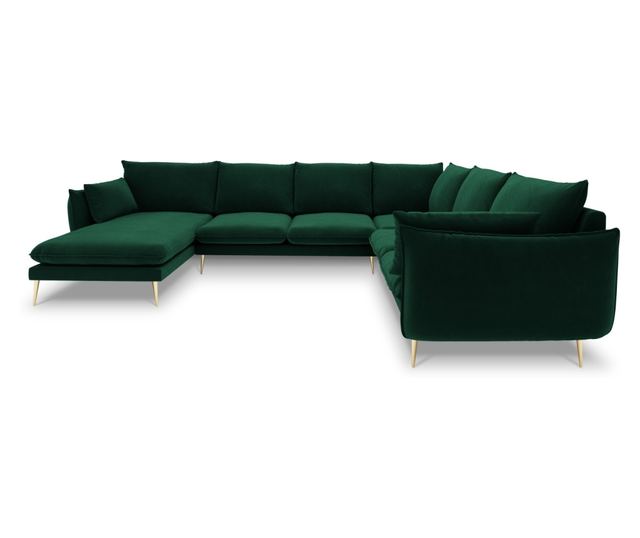 Ъглов диван с U-образна форма Milo Casa Elio, тъмнозелен