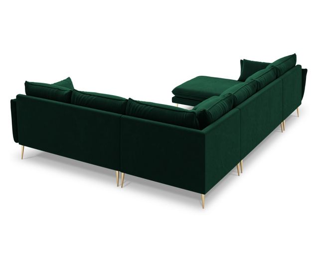 Ъглов диван с U-образна форма Milo Casa Elio, тъмнозелен