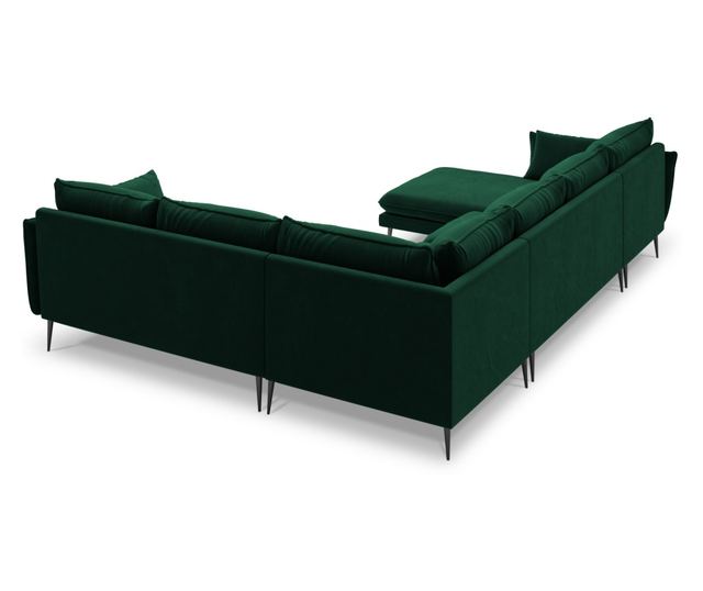 Ъглов диван с U-образна форма Milo Casa, Elio, тъмнозелен