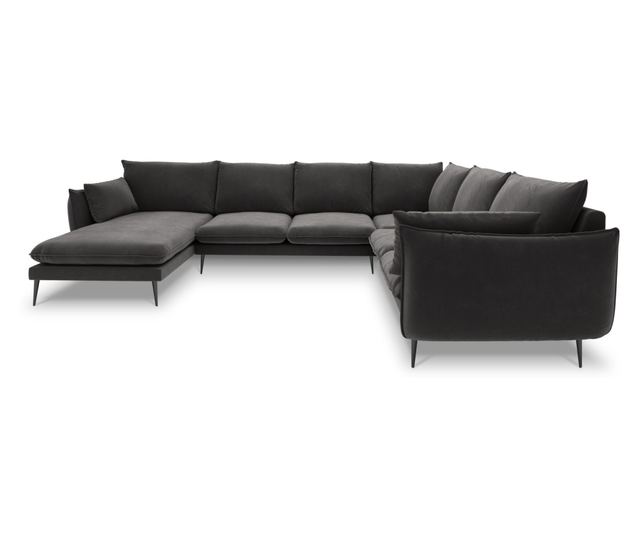 Ъглов диван с U-образна форма Milo Casa Elio, тъмно сив