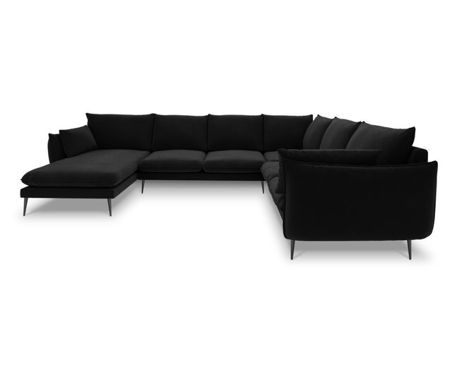 Ъглов диван с U-образна форма Milo Casa Elio, черен