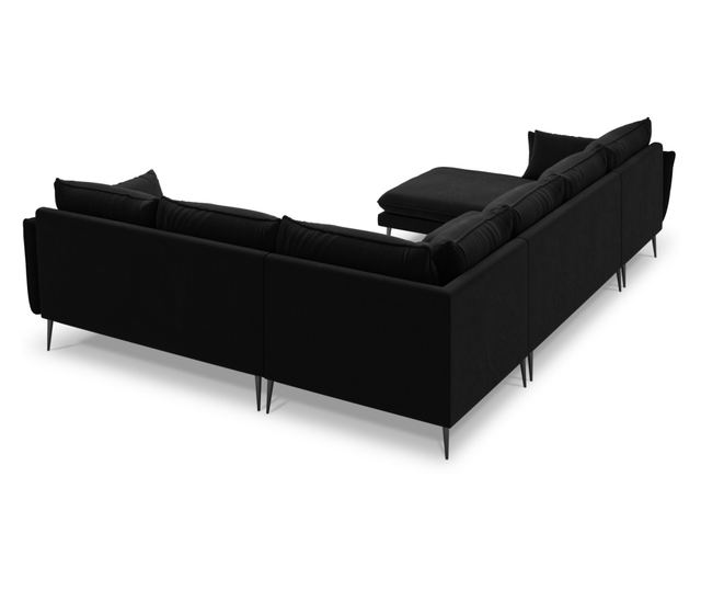 Ъглов диван с U-образна форма Milo Casa Elio, черен