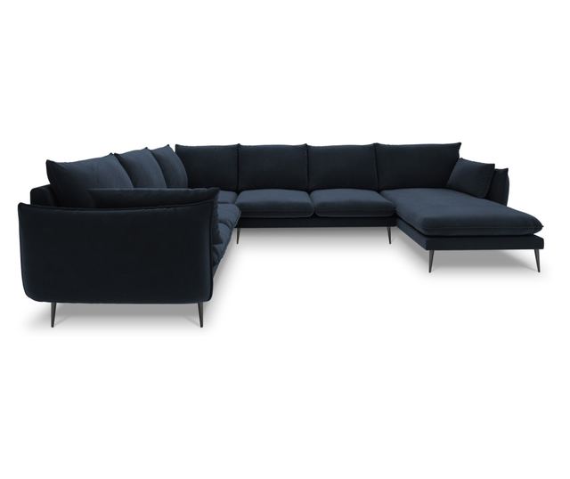 Ъглов диван с U-образна форма Milo Casa Elio, тъмно син