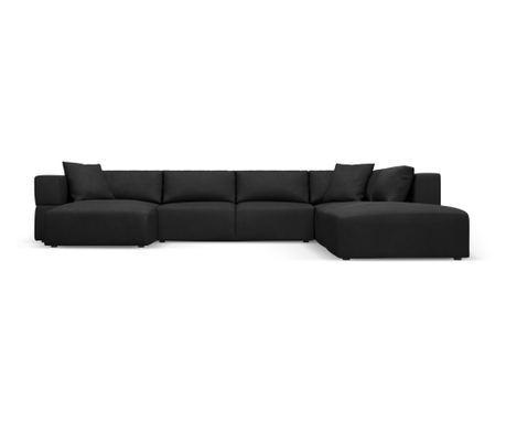 Kutna U garnitura Milo Casa 898979, Esther, crna, 78x298x380 cm