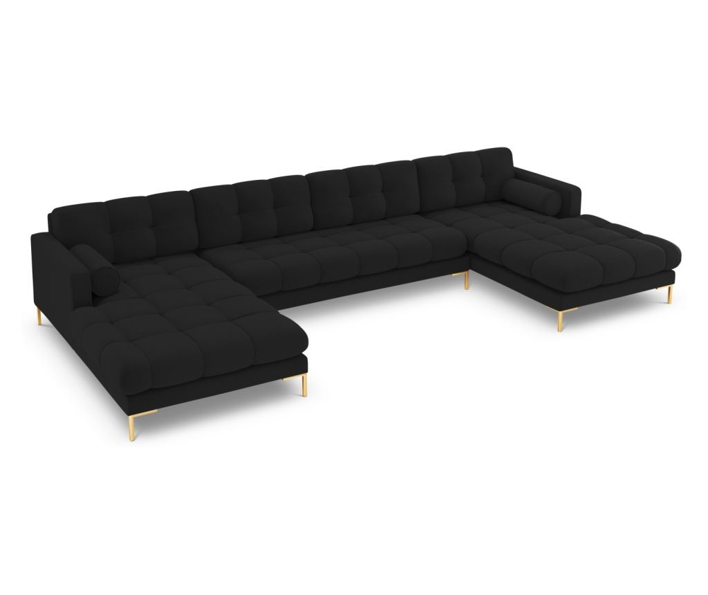 U-shaped Sofa Cosmopolitan Design 621777, Bali, Μαύρο, 75x185x383 εκ. - 3