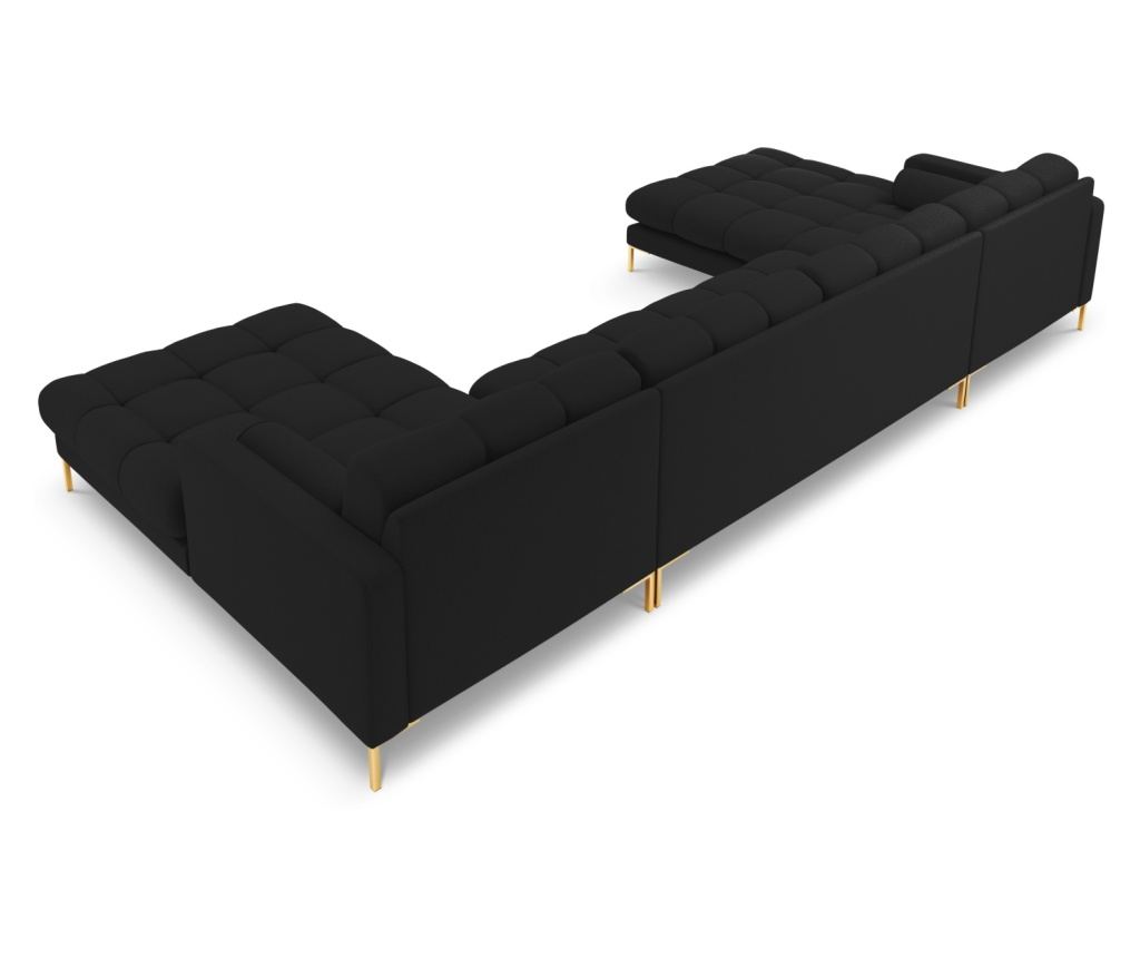 U-shaped Sofa Cosmopolitan Design 621777, Bali, Μαύρο, 75x185x383 εκ. - 4
