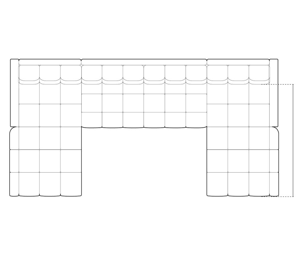 U-shaped Sofa Cosmopolitan Design 621777, Bali, Μαύρο, 75x185x383 εκ. - 6