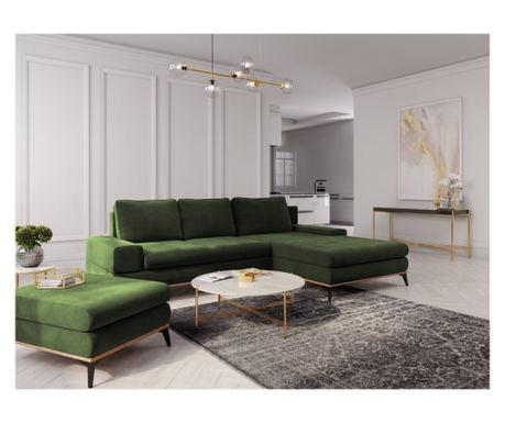 Kotni kavč z ležiščem Windsor & Co 860200, Astre, temno zelen