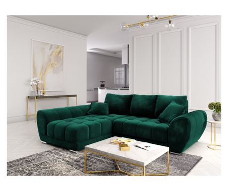 Rohová sedací souprava s funkcí lůžka Windsor & Co 860192, Nuage, tmavě zelená