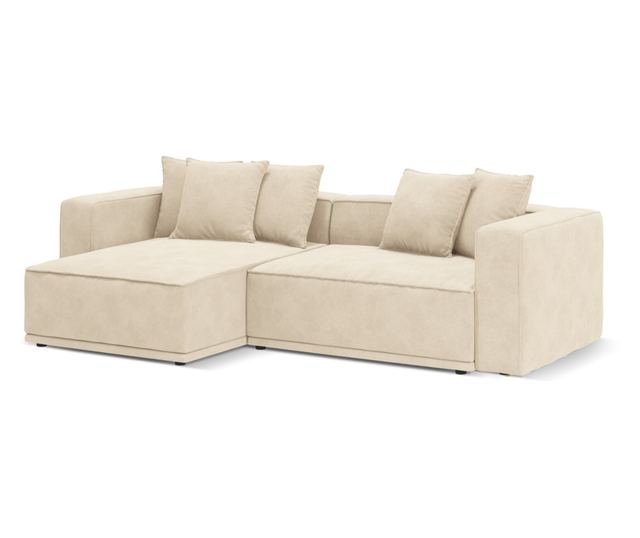 Mazzini Ribes Jasnobeżowa Sofa Narożna z Funkcją Spania