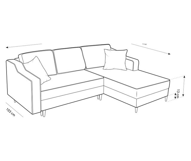 Mazzini Rose Ciemnozielona Narożna Sofa z Funkcją Spania