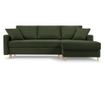 Mazzini Rose Ciemnozielona Narożna Sofa z Funkcją Spania