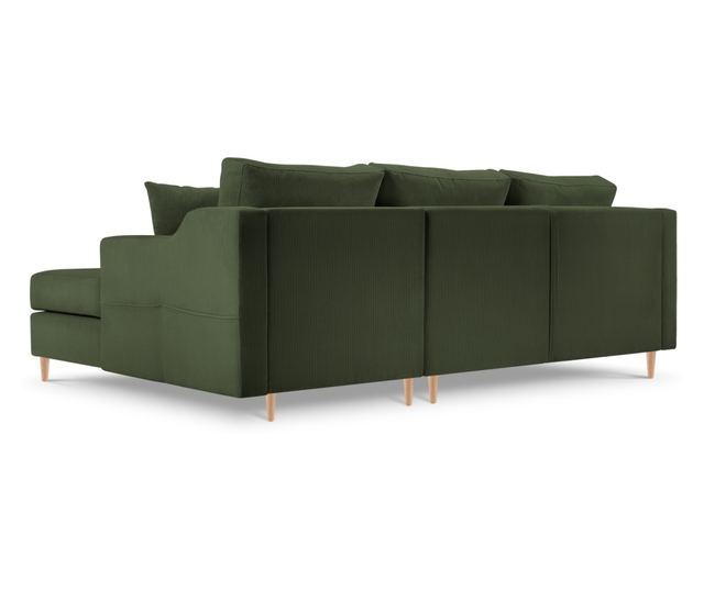 Mazzini Rose Ciemnozielona Narożna Sofa z Funkcją Spania