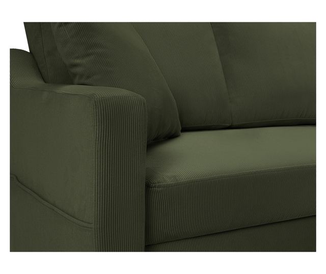 Mazzini Rose Ciemnozielona Narożna Sofa z Funkcją Spania