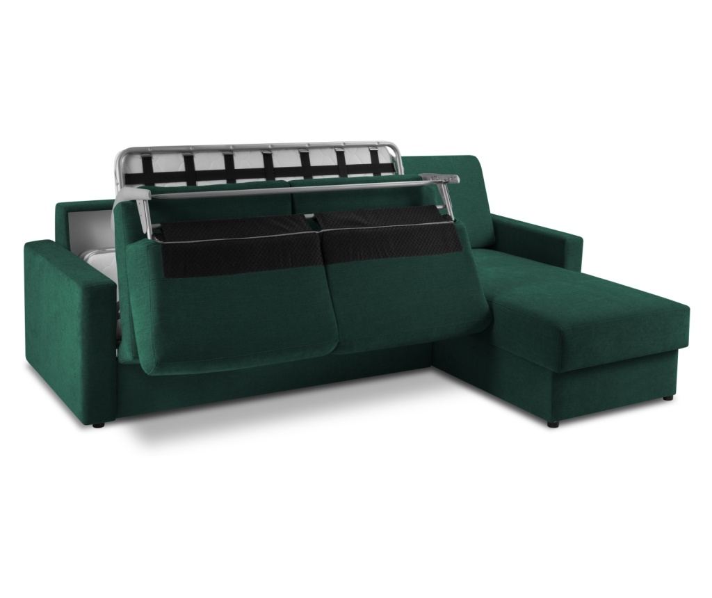 Sarokülőgarnitúra ágyfunkcióval Windsor & Co 860410, Portia, sötétzöld - 5