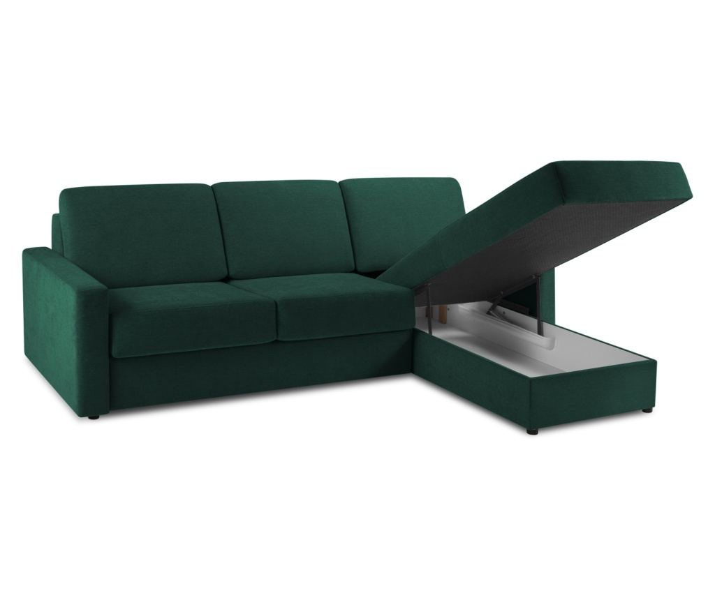 Sarokülőgarnitúra ágyfunkcióval Windsor & Co 860410, Portia, sötétzöld - 6