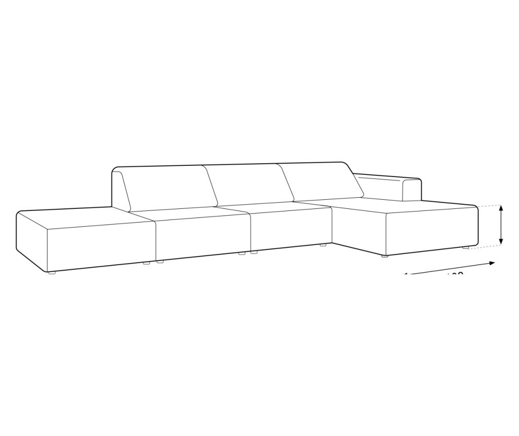 Sarokülőgarnitúra Milo Casa 896659, Aldo, sötétzöld, 70x166x341 cm - 7