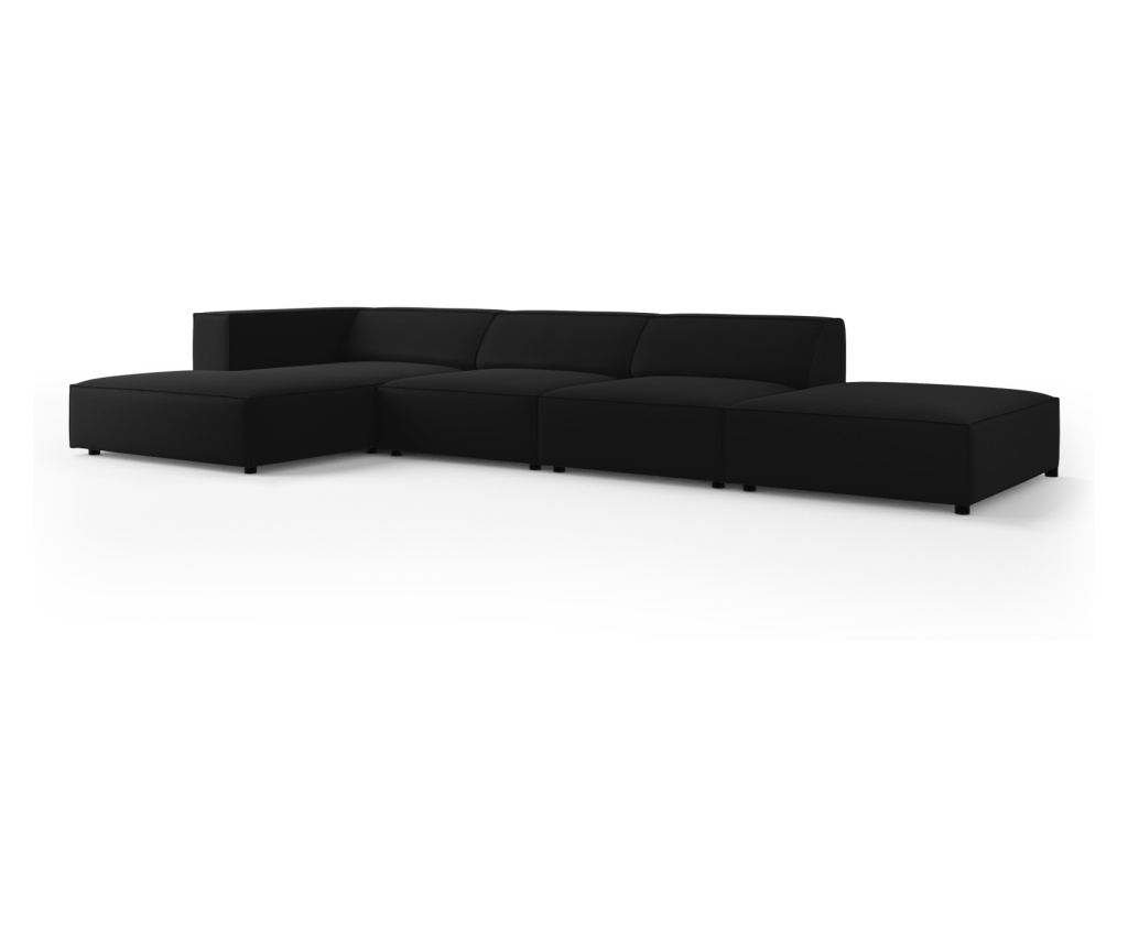 Sarokülőgarnitúra Cosmopolitan Design 622406, Arendal, fekete, 70x166x341 cm - 2