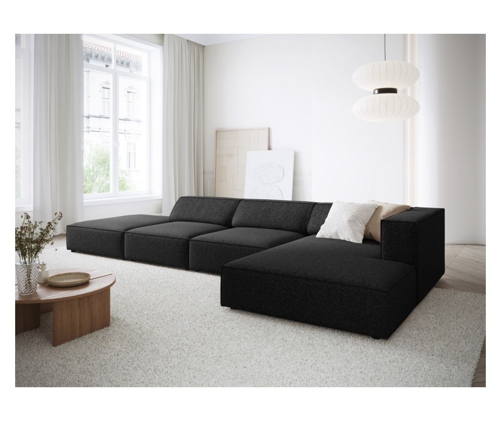 Sarokkanapé Cosmopolitan Design 622406, Arendal, Fekete, 70x166x341 cm - 2