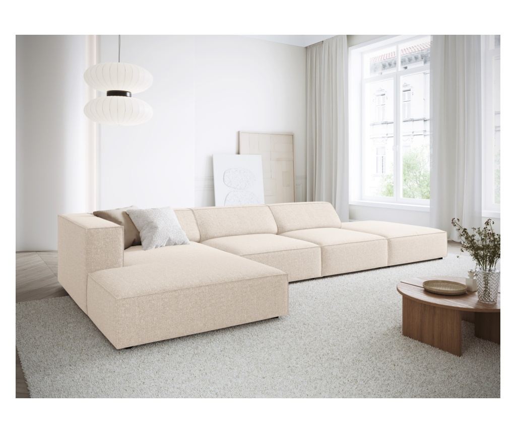 Sarokkanapé Cosmopolitan Design 622406, Arendal, Világosbézs, 70x166x341 cm - 2