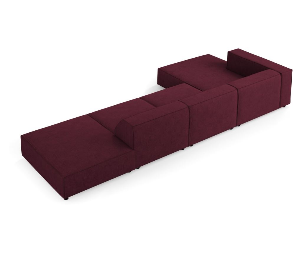 Sarokülőgarnitúra Cosmopolitan Design 622406, Arendal, rubinvörös, 70x166x341 cm - 3