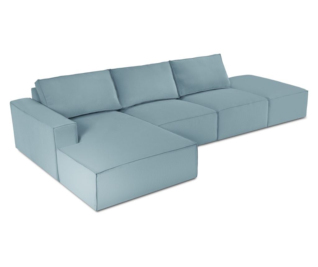 Sarokkanapé Milo Casa 898151, Carlo, Világoskék, 90x166x341 cm - 4