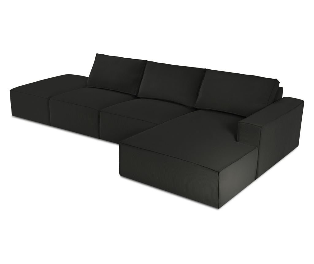 Sarokülőgarnitúra Milo Casa 898151, Carlo, Fekete, 90x166x341 cm - 4