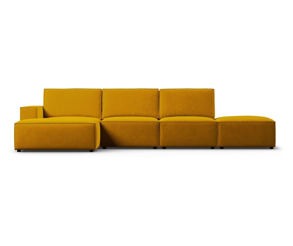 Sarokkanapé Milo Casa 898151, Carlo, Sárga, 90x166x341 cm - 2