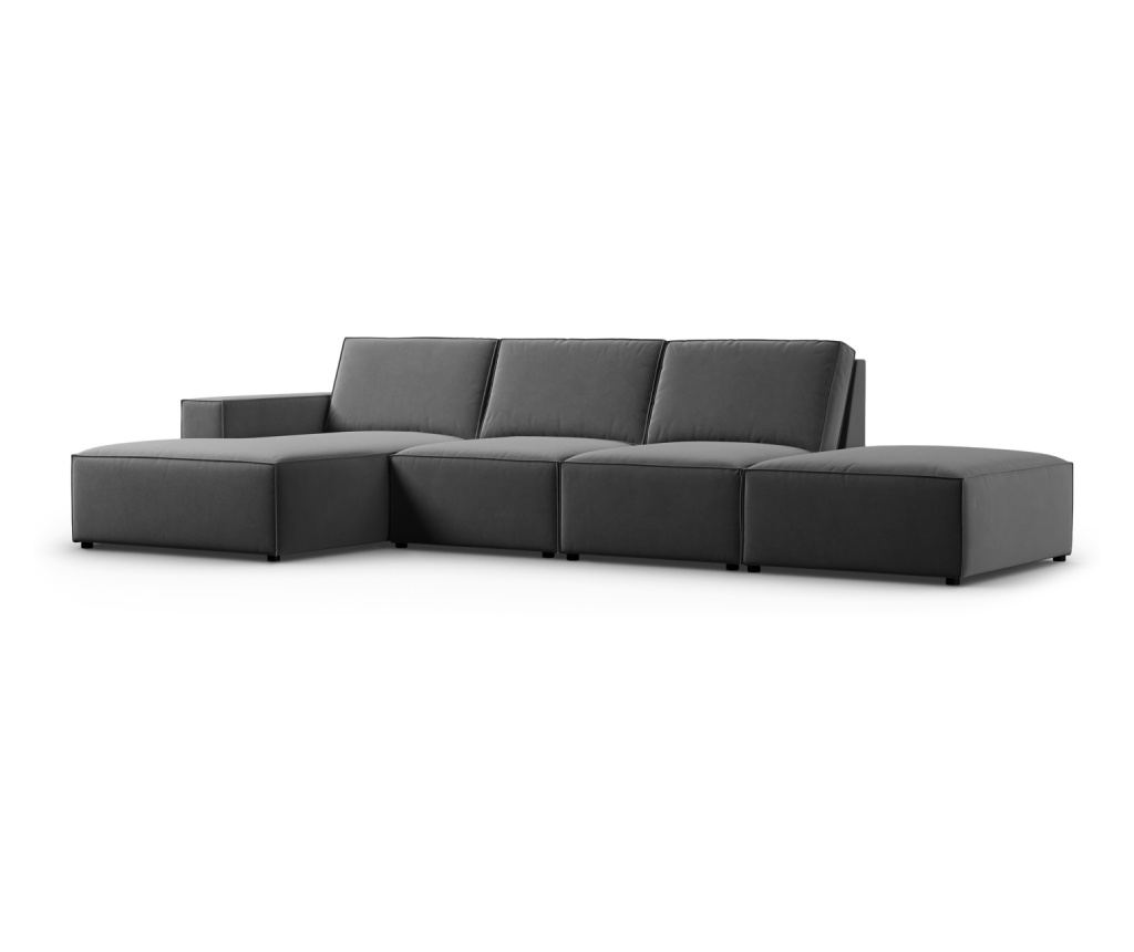 Sarokkanapé Milo Casa 898151, Carlo, Sötétszürke, 90x166x341 cm - 3