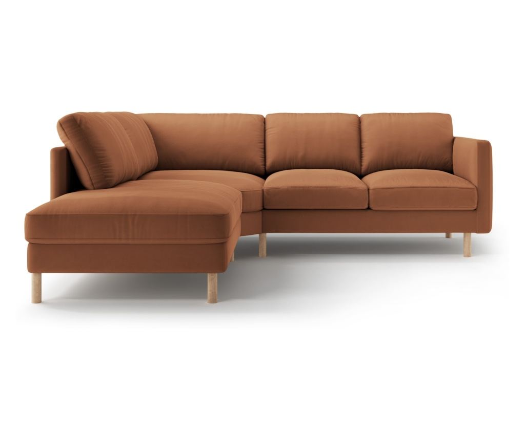 Sarokkanapé Micadoni Home 533926, Eden, Méz szín, 90x234x267 cm - 2