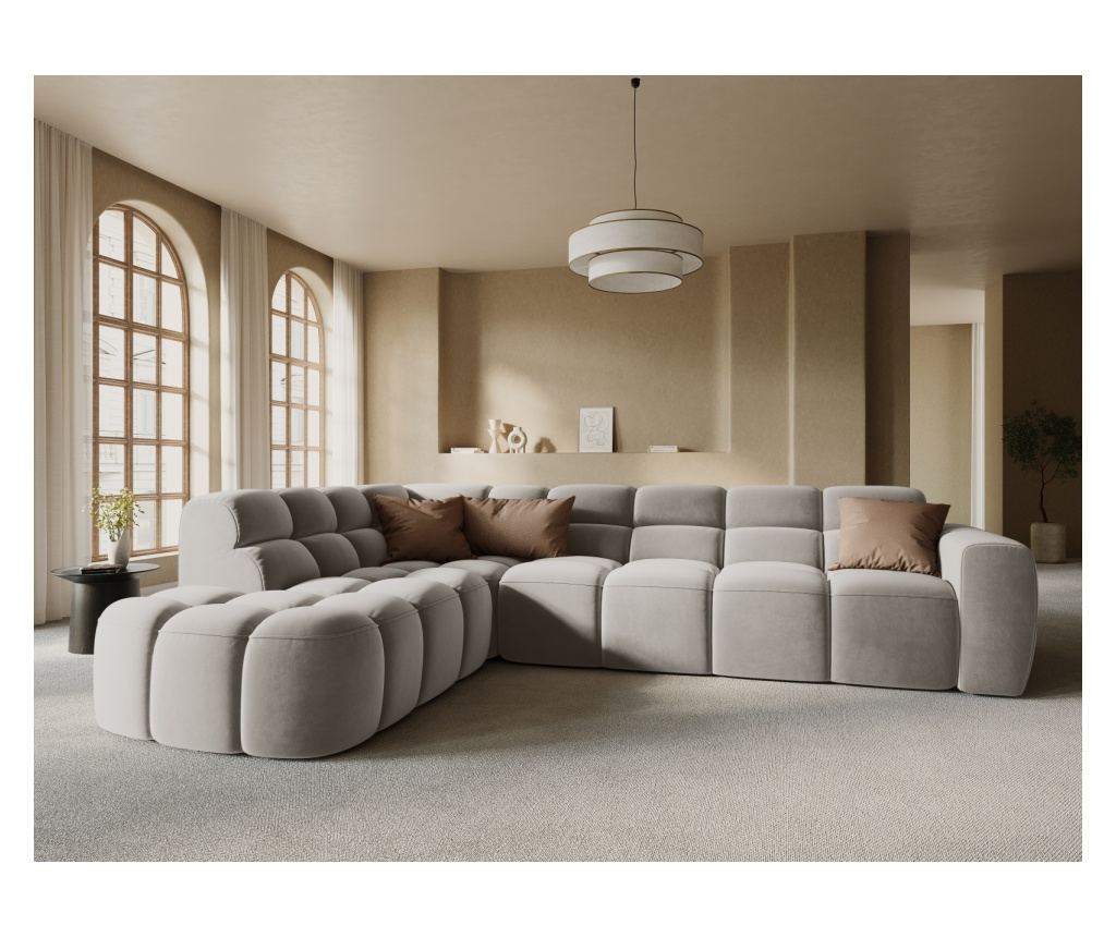Sarokkanapé Micadoni Home 531546, Lisa, Világosbézs, 77x234x293 cm - 3