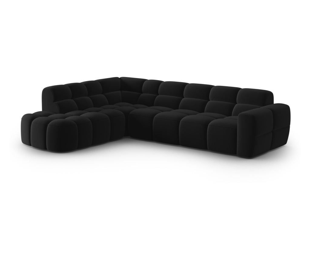 Sarokkanapé Micadoni Home 531546, Lisa, Fekete, 77x234x293 cm - 3