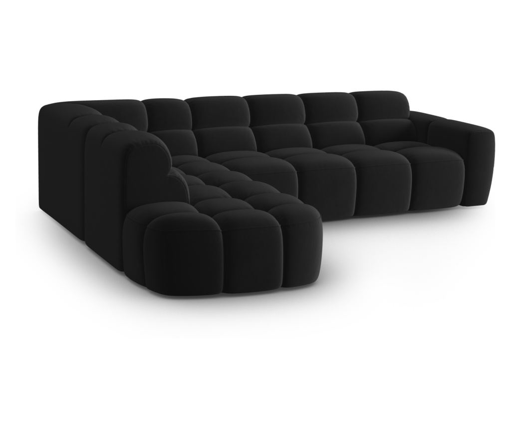 Sarokkanapé Micadoni Home 531546, Lisa, Fekete, 77x234x293 cm - 4