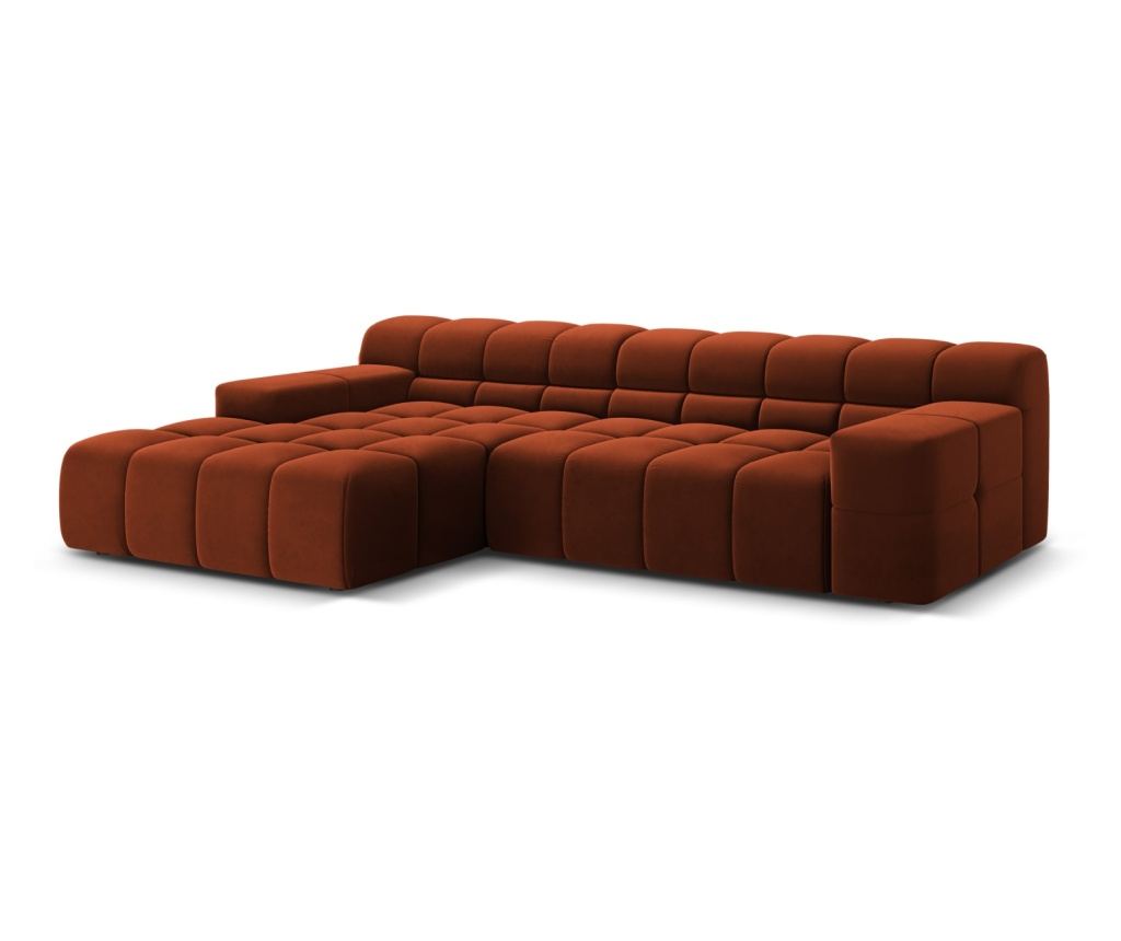 Mazzini 841916 sarokkanapé, Agávé, Barna-piros, 75x160x270 cm - 2