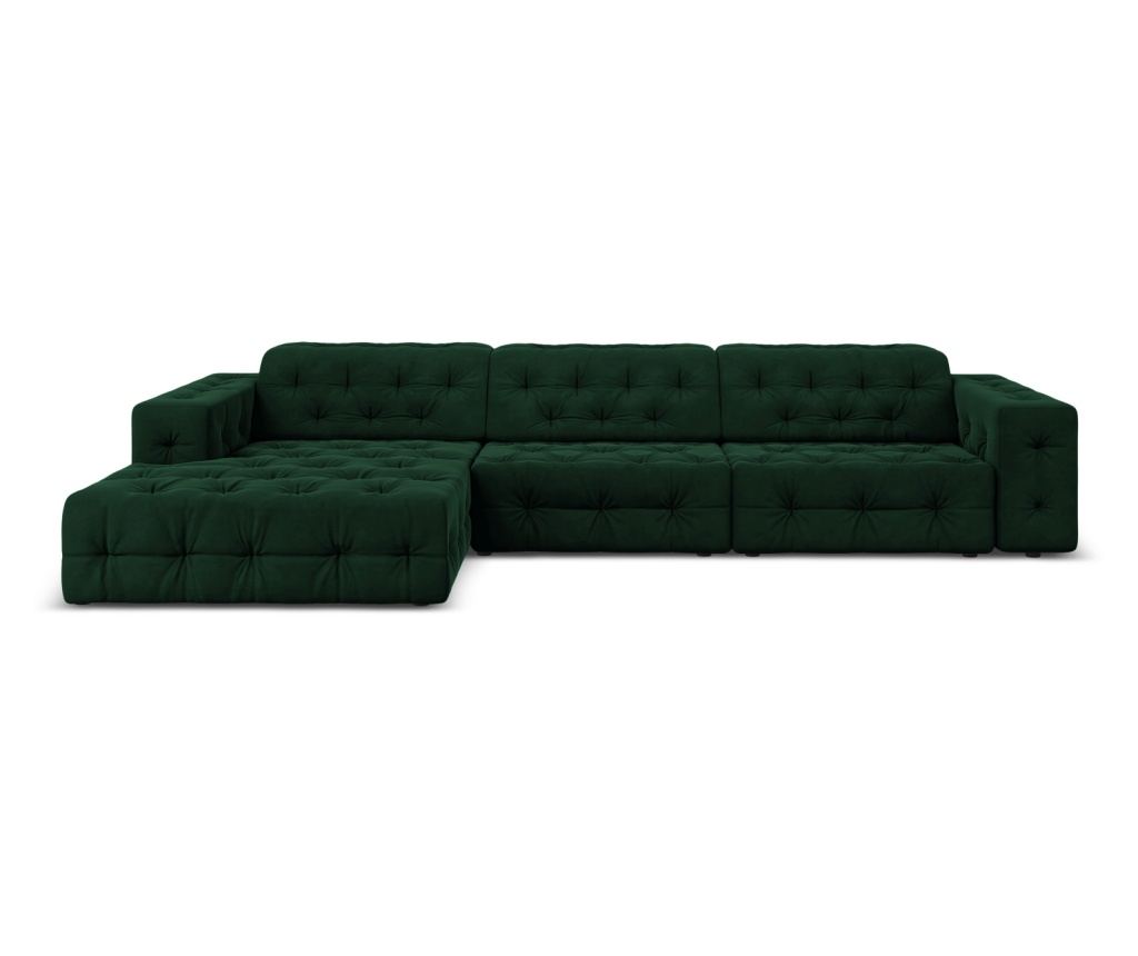 Sarokkanapé Milo Casa 896694, Aldo, Sötétzöld, 70x166x284 cm - 2